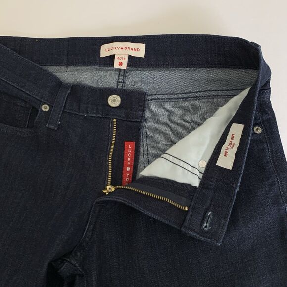 Lucky Brand Jeans Women 4/27 Dark Blue Denim Flare Mid Rise Sweet Stretch Preppy - Picture 3 of 11